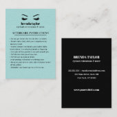 AQUA Suede Eyelash Browbar Aftercare Instructions Visitenkarte (Vorne/Hinten)