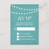 Aqua Summer String Light Wedding RSVP Karte (Vorderseite)