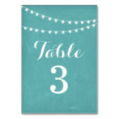 Aqua Summer String Light Wedding Tischnummern (Vorderseite)
