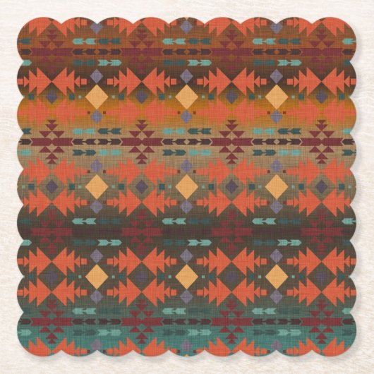 Aqua Sunset Ombre Southwestern Untersetzer (Vorderseite)