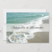 Aqua Surf Crashing Water Beach Hochzeit in Urlaubs Einladung (Rückseite)