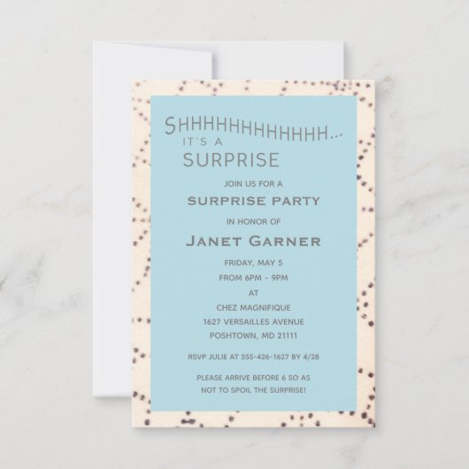 Aqua Surprise Geburtstag Custom Age Einladung (Vorderseite)