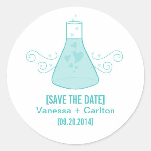 Aqua Sweet Chemistry Save the Date Stickers