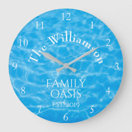 Aqua Swimming Pool Sommerwasserschwimmer Familie Große Wanduhr