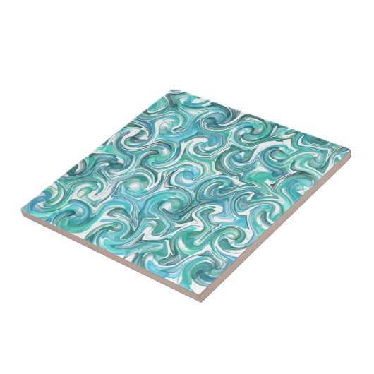 Aqua Swirl Keramik Tile Fliese (Seite)