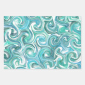 Aqua Swirl Packpapier Geschenkpapier Set (Vorderseite 3)