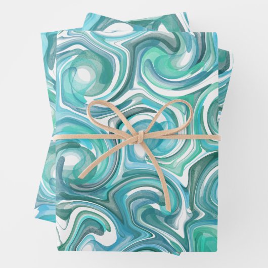 Aqua Swirl Packpapier Geschenkpapier Set (Beispiel)