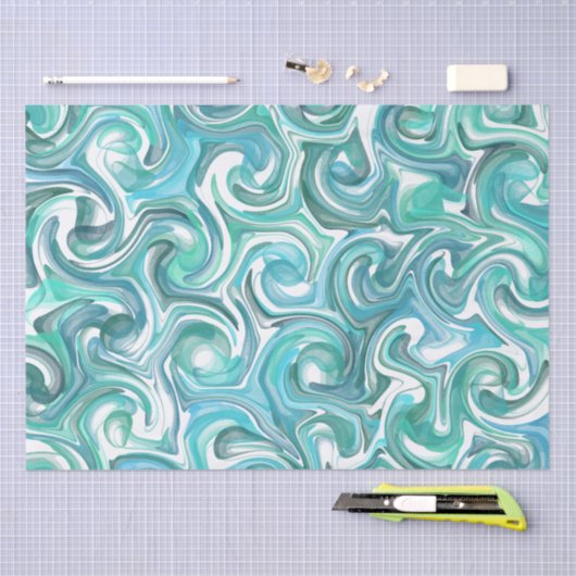 Aqua Swirl Tissue Seidenpapier (Handwerk)