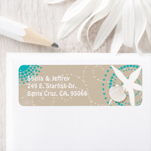 Aqua Tan White Beach Wedding Rücksendeadresse (Insitu)