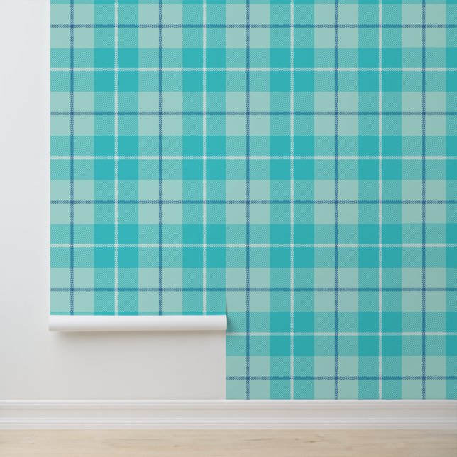 Aqua Tartan Kariert Tapete (Anwendung)