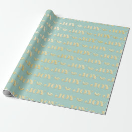 Aqua & Teal Christmas Wrapping Paper with Gold Acc Geschenkpapier