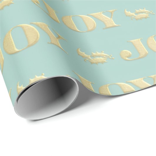 Aqua & Teal Christmas Wrapping Paper with Gold Acc Geschenkpapier (Rolleneckpunkt)