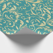 Aqua & Teal Christmas Wrapping Paper with Gold Acc Geschenkpapier (Ecke)