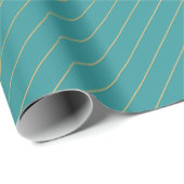 Aqua & Teal Christmas Wrapping Paper with Gold Acc Geschenkpapier (Rolleneckpunkt)
