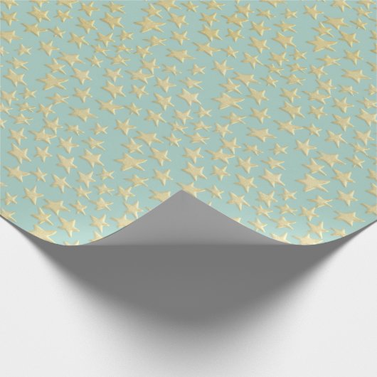 Aqua & Teal Christmas Wrapping Paper with Gold Acc Geschenkpapier (Ecke)