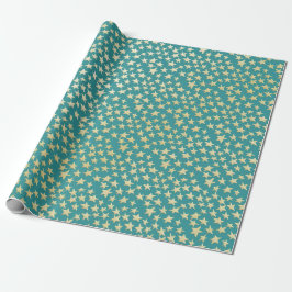 Aqua & Teal Christmas Wrapping Paper with Gold Acc Geschenkpapier