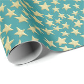 Aqua & Teal Christmas Wrapping Paper with Gold Acc Geschenkpapier (Rolleneckpunkt)