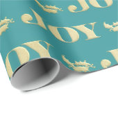 Aqua & Teal Christmas Wrapping Paper with Gold Acc Geschenkpapier (Rolleneckpunkt)