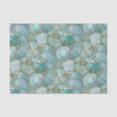 Aqua Teal Gold Watercolor Mosaic Sea Glass Seidenpapier (Vorderseite)