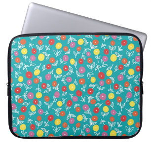 Aqua/Teal Kinder Blumen-Ditsy Laptop-Hülle Laptopschutzhülle