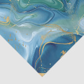 Aqua Teal Mint Gold Watercolor Abstract Decoupage  Seidenpapier (Ausschnitt)