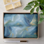 Aqua Teal Mint Gold Watercolor Abstract Decoupage  Seidenpapier (Geschenk)