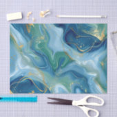 Aqua Teal Mint Gold Watercolor Abstract Decoupage  Seidenpapier (Handwerk)