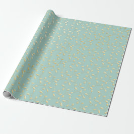 Aqua & Teal Xmas Wrapping Paper with Gold Accents Geschenkpapier