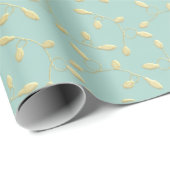 Aqua & Teal Xmas Wrapping Paper with Gold Accents Geschenkpapier (Rolleneckpunkt)