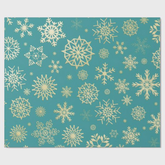  Aqua & Teal Xmas Wrapping Paper with Gold Accents Geschenkpapier (Flach)