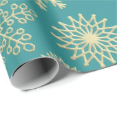  Aqua & Teal Xmas Wrapping Paper with Gold Accents Geschenkpapier (Rolleneckpunkt)