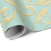 Aqua & Teal Xmas Wrapping Paper with Gold Accents Geschenkpapier (Rolleneckpunkt)