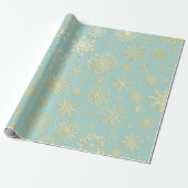 Aqua & Teal Xmas Wrapping Paper with Gold Accents Geschenkpapier (Ungerollt)