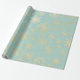 Aqua & Teal Xmas Wrapping Paper with Gold Accents Geschenkpapier