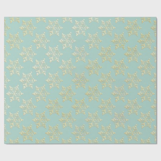 Aqua & Teal Xmas Wrapping Paper with Gold Accents Geschenkpapier (Flach)