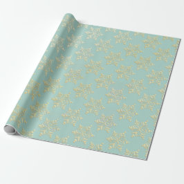 Aqua & Teal Xmas Wrapping Paper with Gold Accents Geschenkpapier