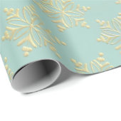 Aqua & Teal Xmas Wrapping Paper with Gold Accents Geschenkpapier (Rolleneckpunkt)