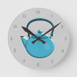 Aqua Teapot Design Runde Wanduhr