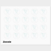 Aqua Thank You Wedding Calligraphy Favor Labels Runder Aufkleber (Blatt)