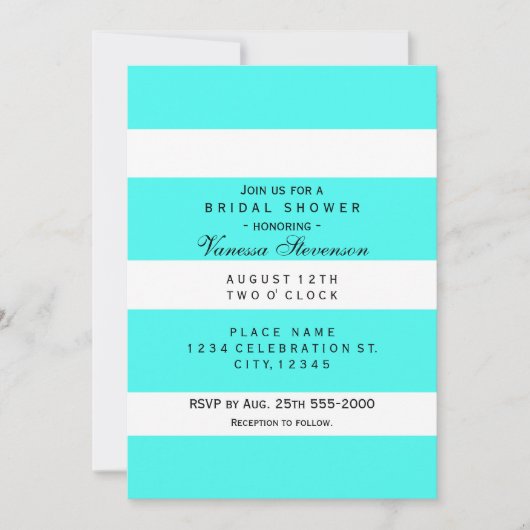 Aqua Thick Chunky Streifen Moderne Einladungen (Vorderseite)