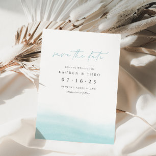 Aqua Tides Elegantes Einfaches Küstenwasser Save The Date