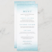 Aqua Tides | Hochzeitsmenü Wasserfarbe Menükarte (Vorne/Hinten)