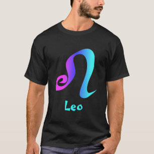 Aqua-Tierkreis-Zeichen Löwen magentarotes blaues T-Shirt
