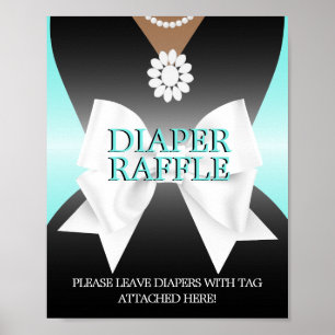 Aqua Tiffany Baby Showdusche Windeln Raffle Schild