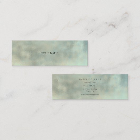 Aqua Tiffany Gray Gold Linen Minimal Textur Stadt Mini Visitenkarte (Vorne/Hinten)