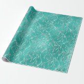 Aqua Tiffany Mint Laurel Floral Silver Diamonds Geschenkpapier (Ungerollt)