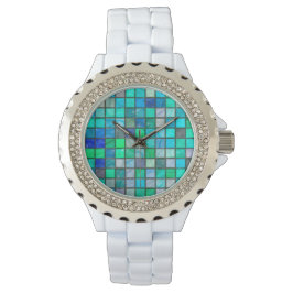 Aqua Tile & Kristall Watch von Julie Everhart Armbanduhr