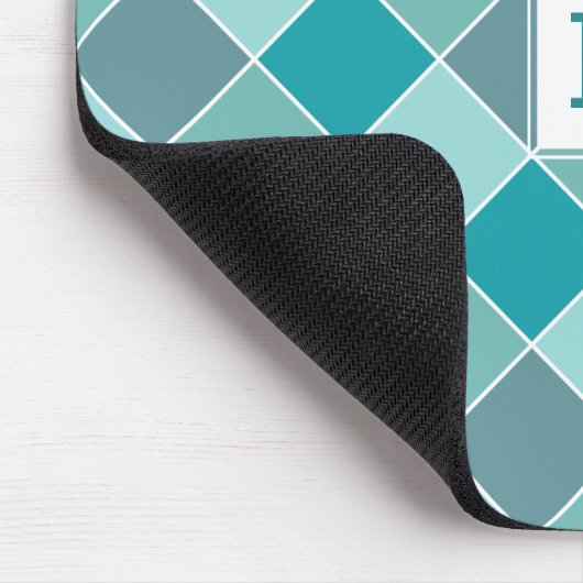 Aqua Tile Pattern benutzerdefiniertes Monogramm Mo Mousepad (Ecke)