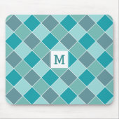 Aqua Tile Pattern benutzerdefiniertes Monogramm Mo Mousepad (Vorne)