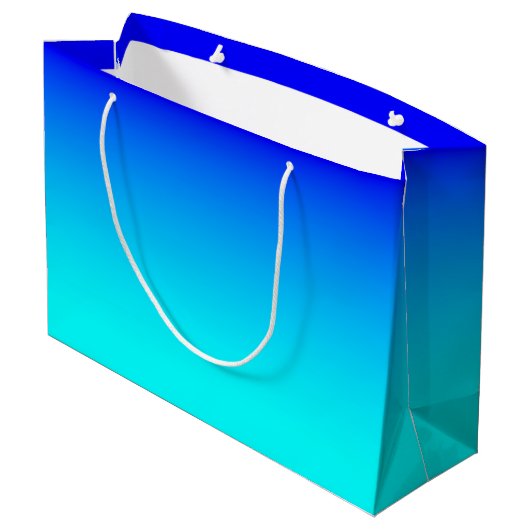 Aqua to Blue Gradient Große Geschenktüte (Rückseite Schrägansicht)